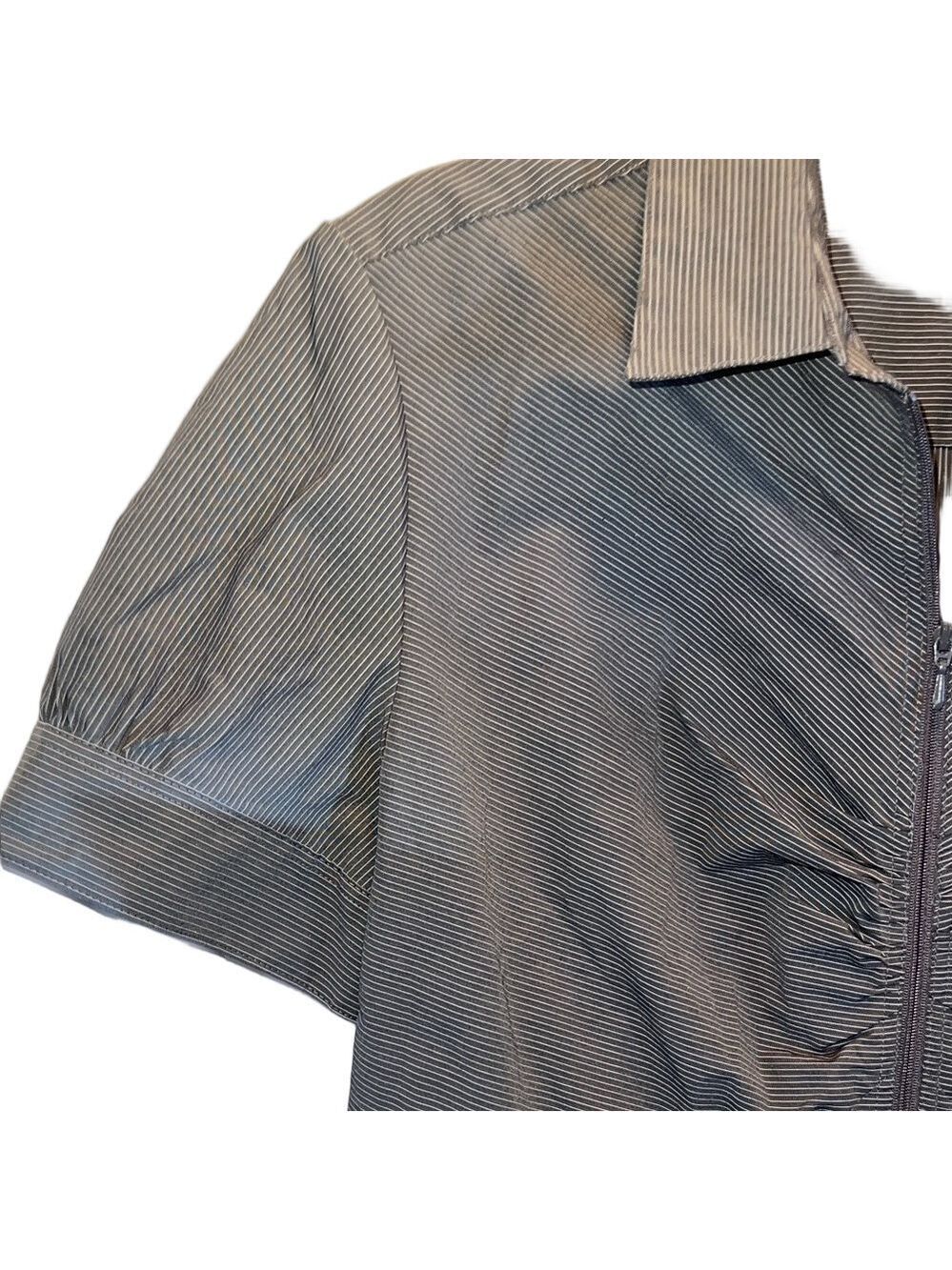 New York & Company Gray and White Striped Blouse - Picture 3 of 11